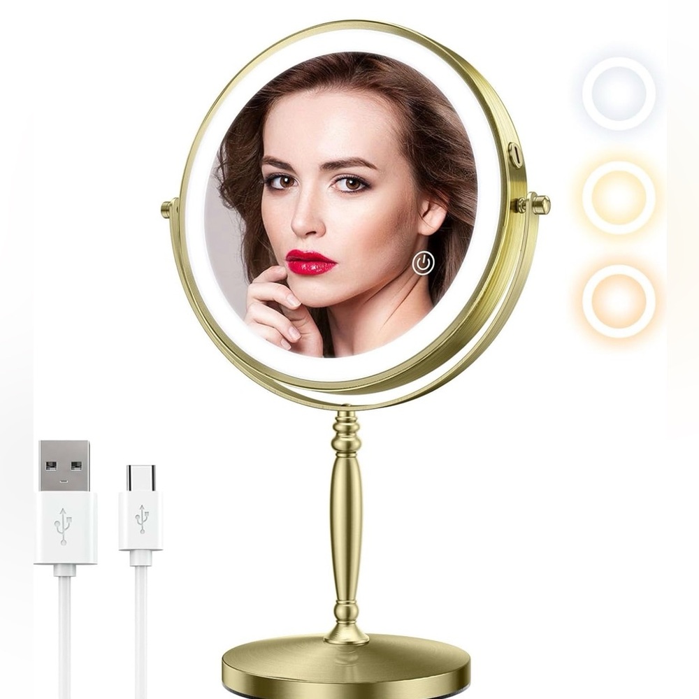 Farmasi Gold Lighted Vanity Makeup Mirror with Touch LED